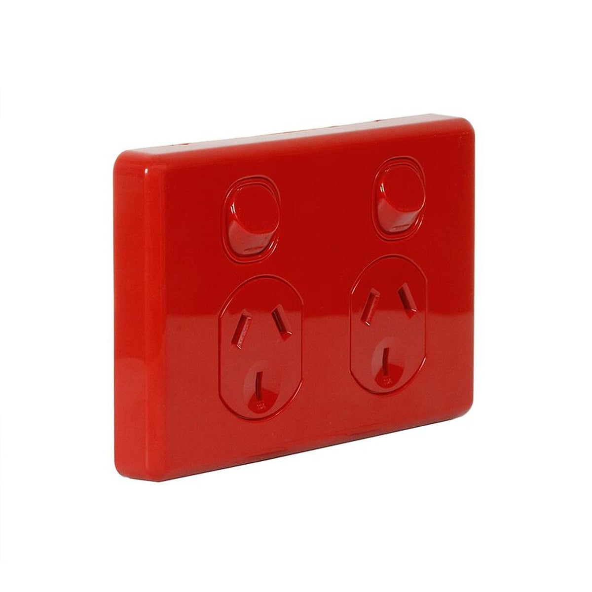 Clipsal C2025-RD red Classic C2000 double power point, front angle view