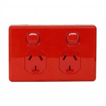 Clipsal Classic C2000 Series Double Power Point 10A 250V Horizontal | Red | C2025-RD