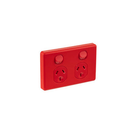 Clipsal Classic C2000 Series Double Power Point 10A 250V Horizontal | Red | C2025-RD