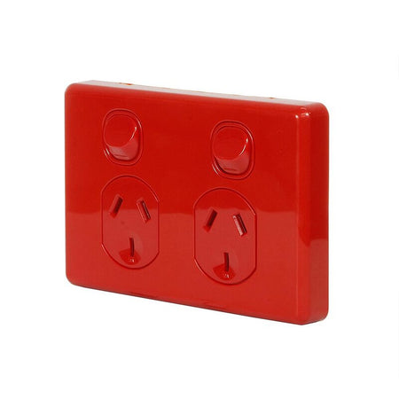 Clipsal Classic C2000 Series Double Power Point 10A 250V Horizontal | Red | C2025-RD