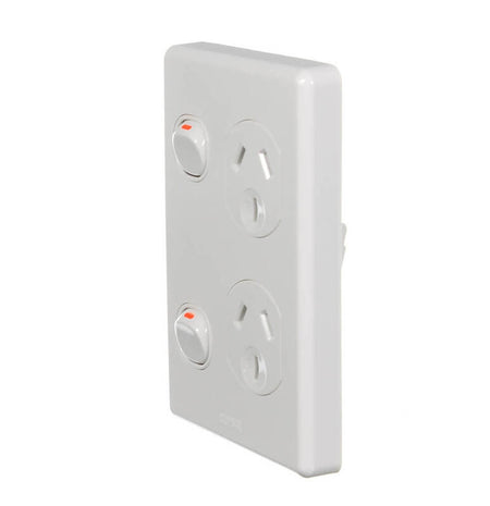 Clipsal Classic Vertical Double Power Point 10A 250V | White Electric | C2025V-WE