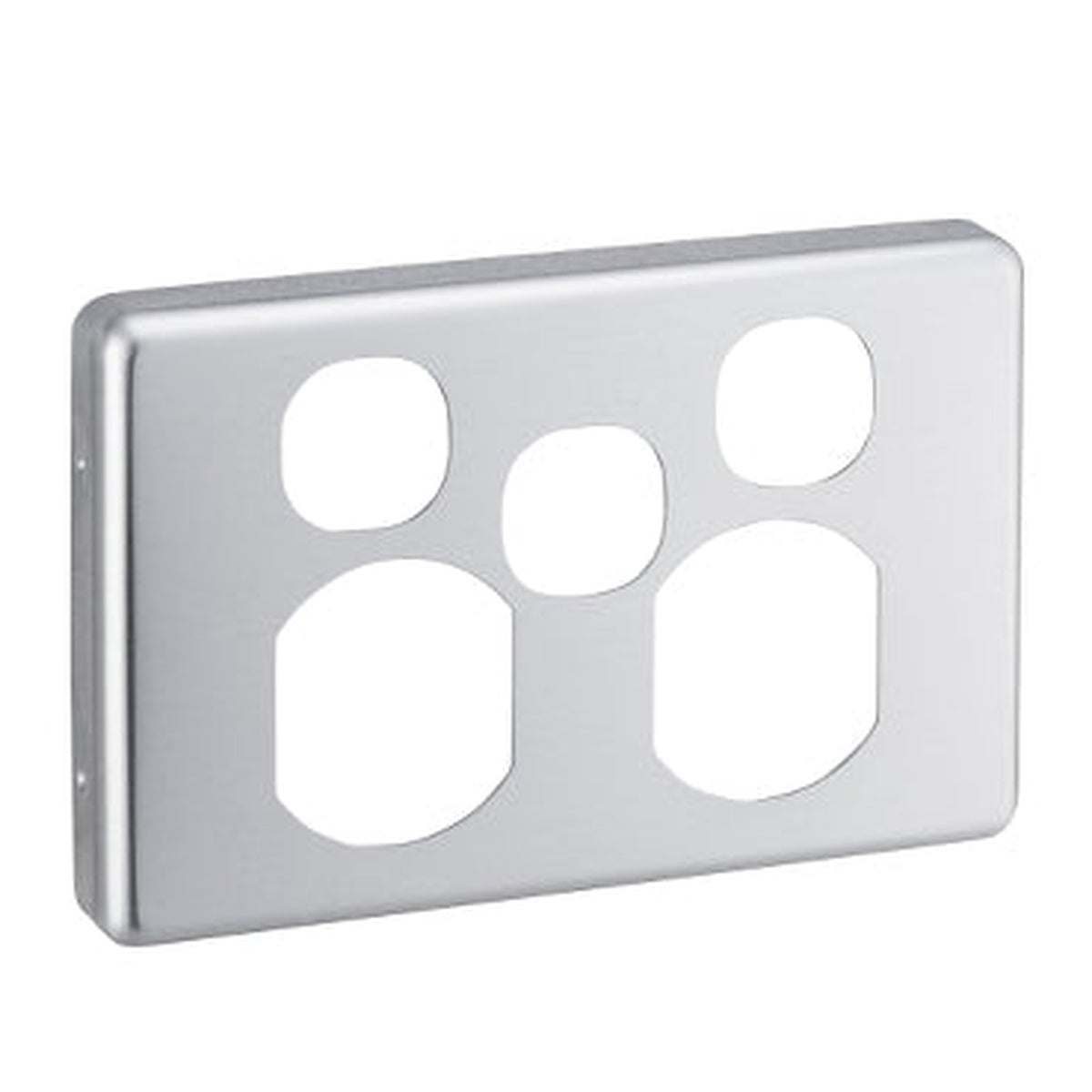 Clipsal C2025XC-BA Classic C2000 double power point cover with extra switch opening in Brushed Aluminium Finish
