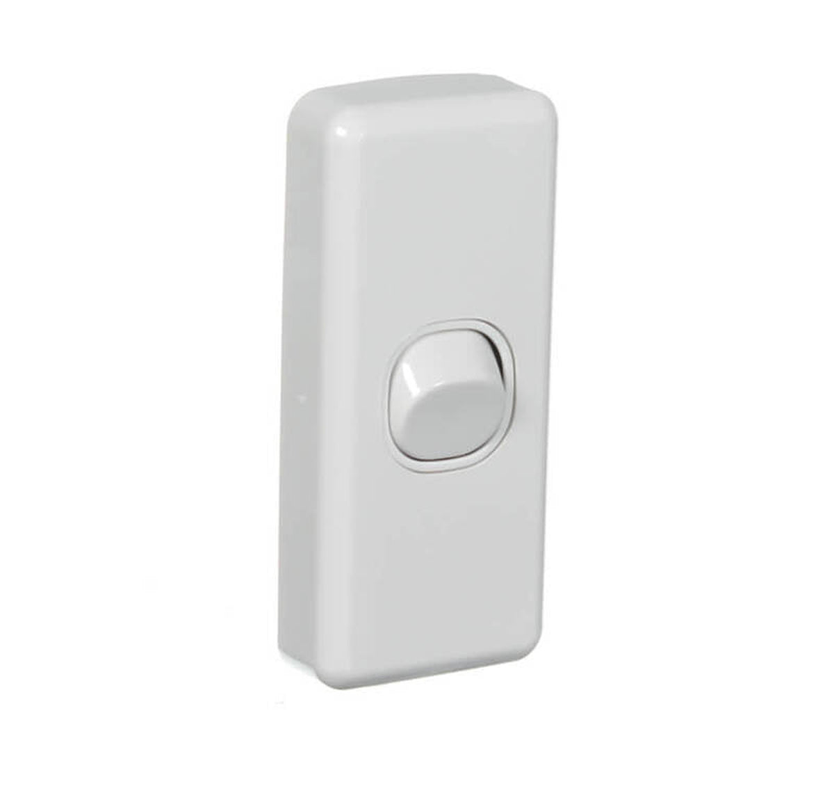 Clipsal C2030-WE Classic C2000 White Electric architrave switch – front left angle