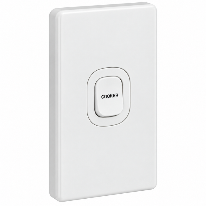 Clipsal Classic C2000 1 Gang Vertical Cooker Switch 45A 250V | White Electric | C2031V45-WE
