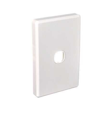Clipsal C2031VH-WE Classic C2000 1 gang grid plate and cover in White Electric, front left perspective