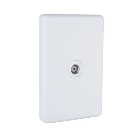 Clipsal C2031VTV75F-WE Classic C2000 TV coaxial outlet in White Electric – vertical front view