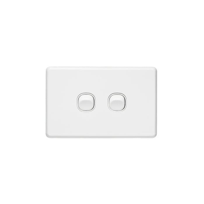 Clipsal Classic C2000 Series Flush Switch 2 Gang, 250VAC, 10A, Horizontal, IP66 | White Electric | C2032H66-WE