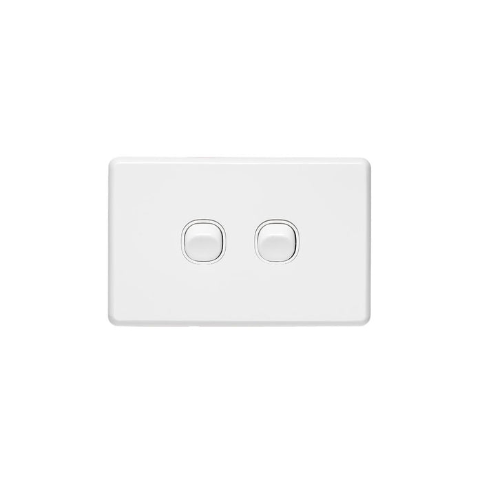 Clipsal Classic C2000 2 Gang Horizontal Flush Switch 10A, 250V | White Electric | C2032HA-WE