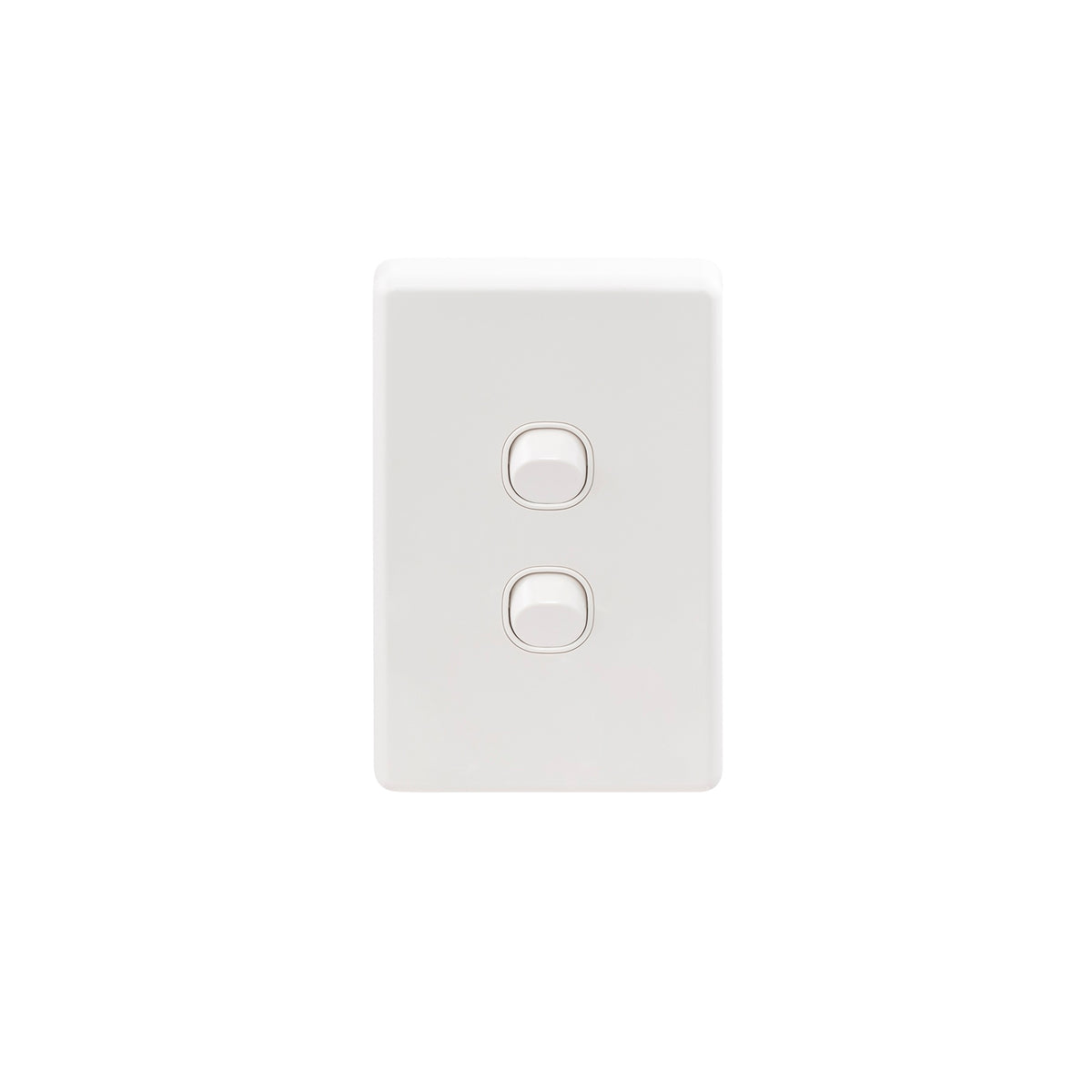 Clipsal C2032V66-WE C2000 two-gang IP66 vertical switch in White Electric, front view