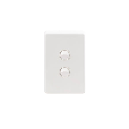 Clipsal C2032V66-WE C2000 two-gang IP66 vertical switch in White Electric, front view