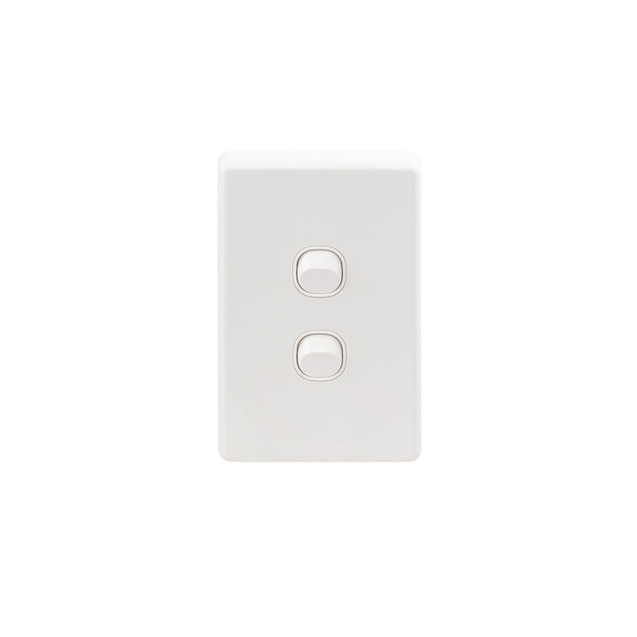 Clipsal C2000 2 Gang IP66 Vertical Switch | White Electric | C2032V66-WE