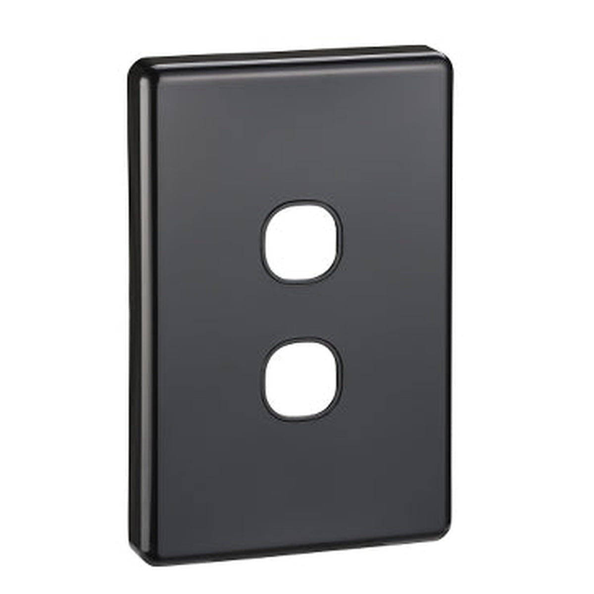 Clipsal Classic C2000 2 gang switch grid plate and cover in Black C2032VH-BK
