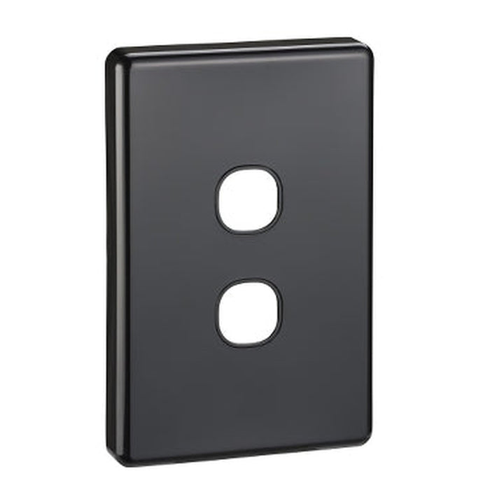 Clipsal Classic C2000 2 Gang Switch Grid Plate & Cover | Black | C2032VH-BK
