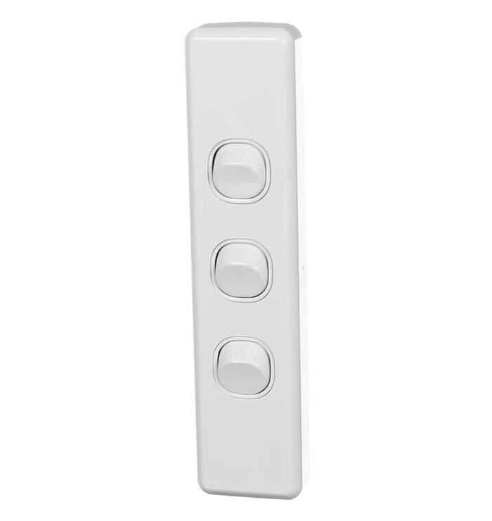 Clipsal Classic C2000 3 Gang Architrave Switch 10A 250V | White Electric | C2033A-WE