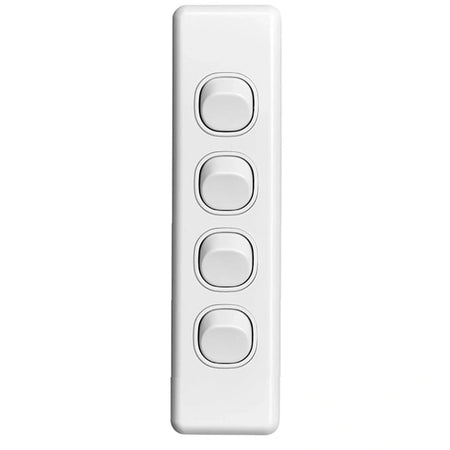 Clipsal Classic C2000 4 Gang Architrave Switch 10A | White Electric | C2034A-WE