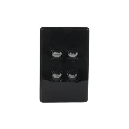 Clipsal Classic C2000 Series 4 Gang Light Switch 10A 250V Vertical | Black | C2034VA-BK