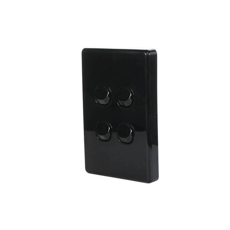 Clipsal Classic C2000 Series 4 Gang Light Switch 10A 250V Vertical | Black | C2034VA-BK