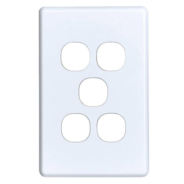 Clipsal Classic C2000 5 Gang Switch Plate Cover | White Electric | C2035C-WE