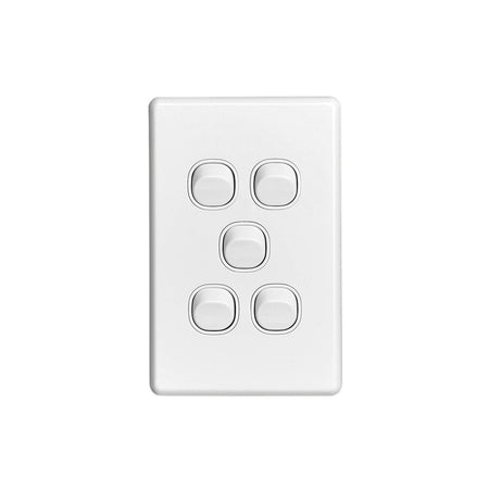 Clipsal C2035VA-WE Classic C2000 five gang switch in White Electric front view