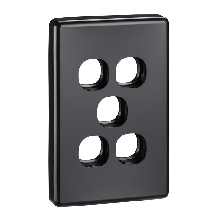 Clipsal Classic C2000 5-Gang Switch Grid Plate and Cover | Black | C2035VH-BK
