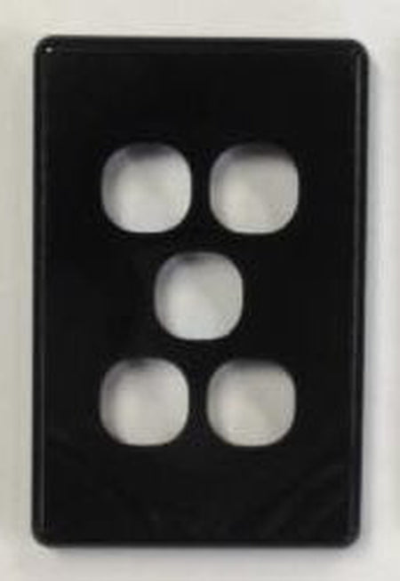 Clipsal Classic C2000 5-Gang Switch Grid Plate and Cover | Black | C2035VH-BK