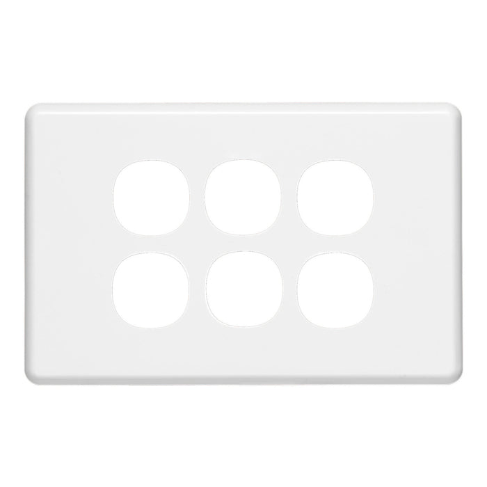 Clipsal Classic C2000 6 Gang Switch Plate Cover | White Electric | C2036C-WE