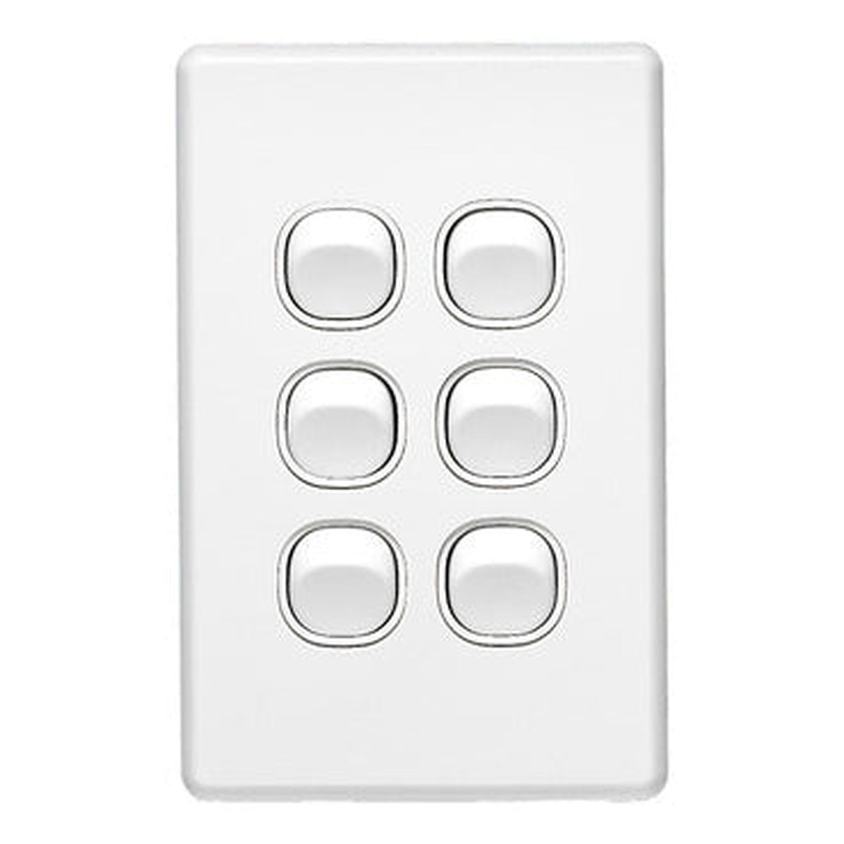 Clipsal C2036VA-WE Classic C2000 six gang White Electric light switch front