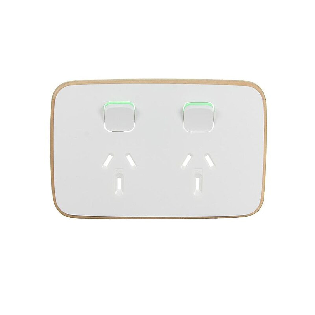 Clipsal Iconic Essence E3025C-AW Arctic White double power point skin, front view