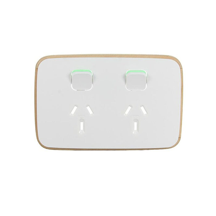 Clipsal Iconic Essence Double Power Point Skin | Arctic White | E3025C-AW