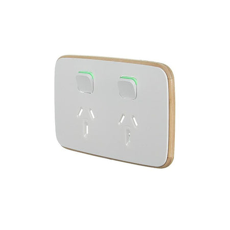 Clipsal Iconic Essence Double Power Point Skin | Arctic White | E3025C-AW