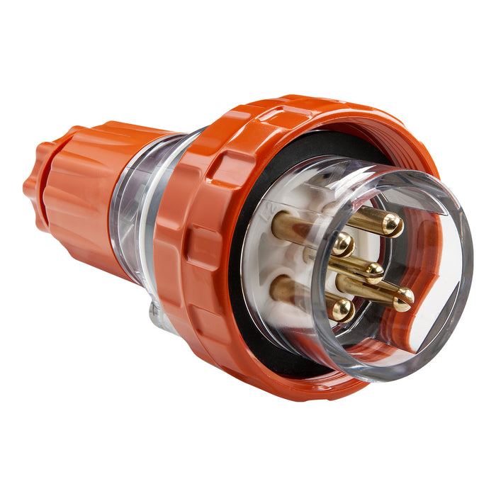 Clipsal Easy56 5 Pin 20A 500V IP66 Straight Industrial Plug | Orange/Clear | EY56P520