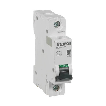 Clipsal Resi MAX Circuit Breaker 20A 1 Pole C Curve 4.5kA | White | MCB4-120