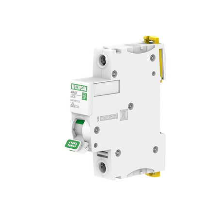 Clipsal MAX9 25A Single Pole C-Curve 6kA Circuit Breaker | White | MX9MC125