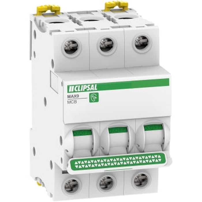 Clipsal MAX9 50A 3-Pole C-Curve 6kA Circuit Breaker | White | MX9MC350