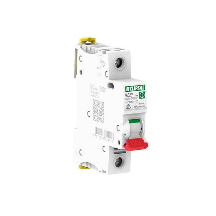 Clipsal MAX9 Main Isolator Switch 1 Pole 100A 240V | White | MX9MS1100