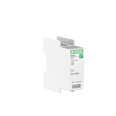 Clipsal MAX9 MX9SP40C 1P 40kA replacement surge cartridge - front angled view
