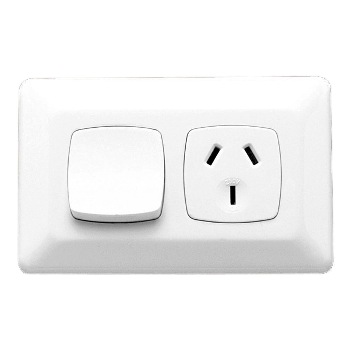 Clipsal Prestige P2015-WE 10A single horizontal power point in White Electric