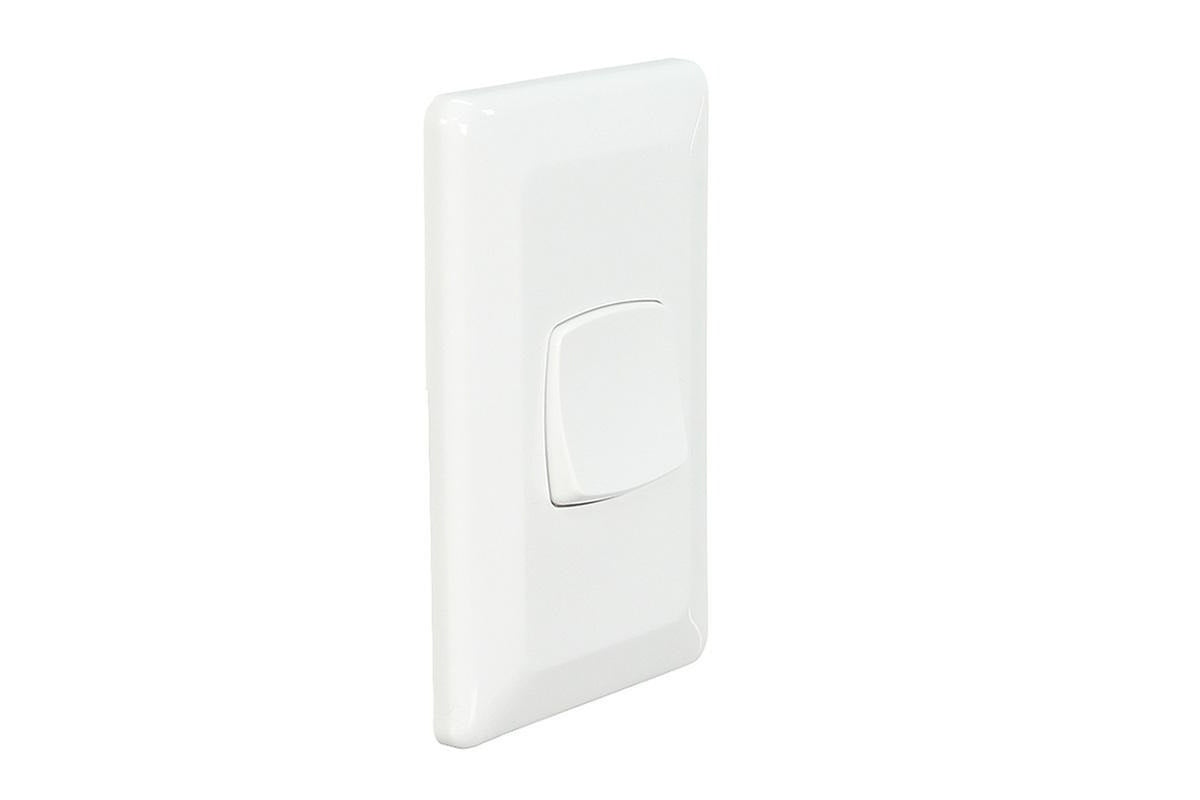 Clipsal P2031VA-WE Prestige single-gang switch in White Electric, front view