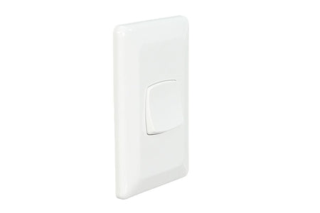 Clipsal P2031VA-WE Prestige single-gang switch in White Electric, front view