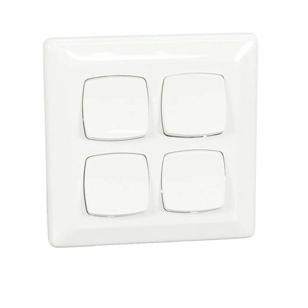 Clipsal Prestige P2000 4 Gang 10A Large Format Switch | White Electric | P2034/2VA-WE