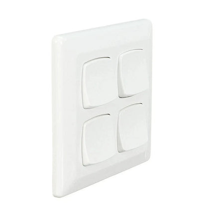 Clipsal Prestige P2000 4 Gang 10A Large Format Switch | White Electric | P2034/2VA-WE