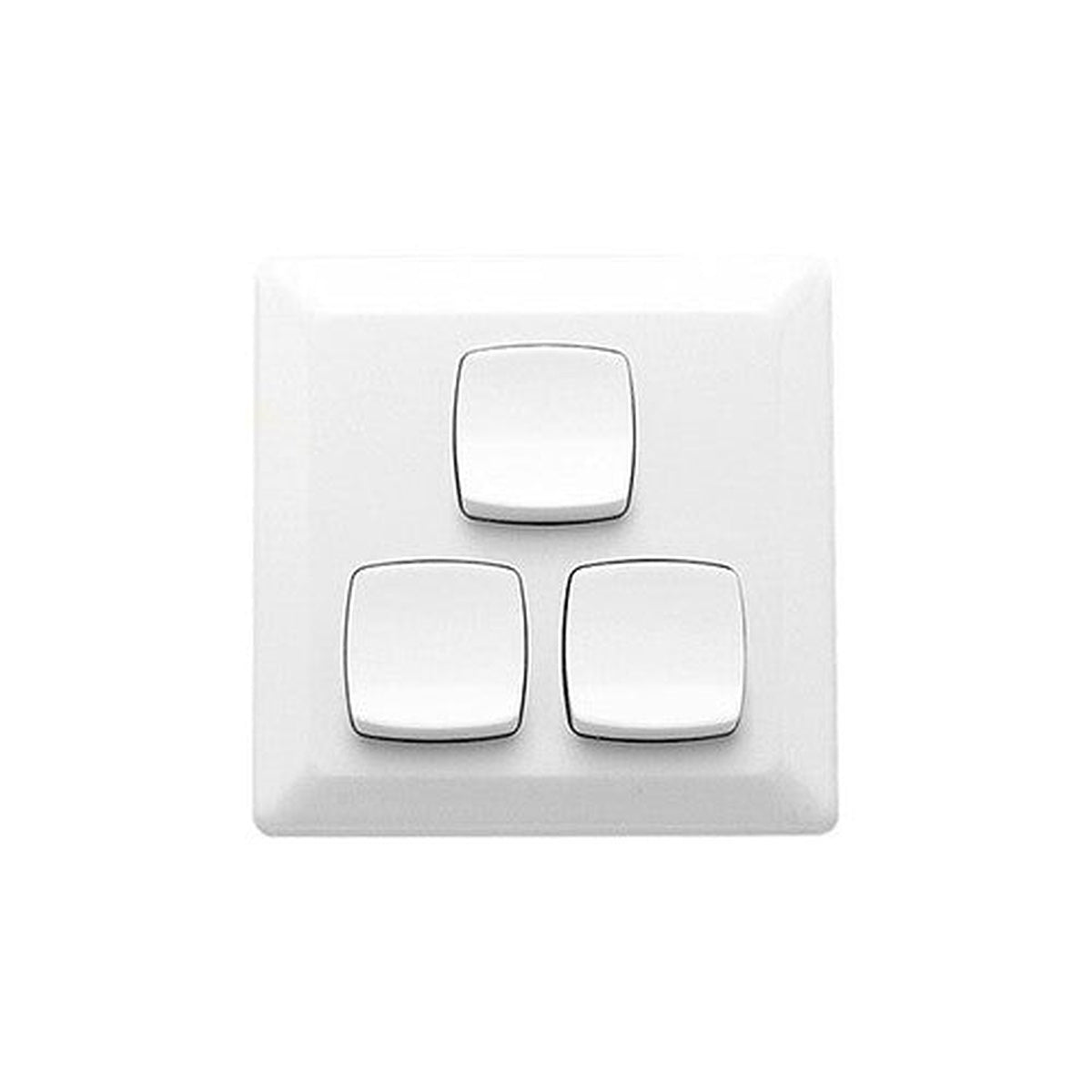 Clipsal Prestige P2033/2VA-WE three-gang flush switch in White Electric