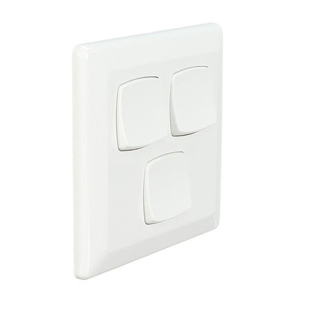 Clipsal Prestige 3 Gang Flush Switch | White Electric | P2033/2VA-WE