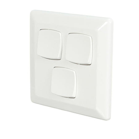 Clipsal Prestige 3 Gang Flush Switch | White Electric | P2033/2VA-WE