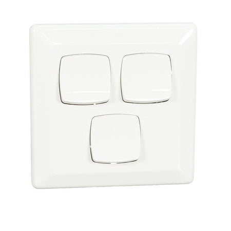 Clipsal Prestige 3 Gang Flush Switch | White Electric | P2033/2VA-WE