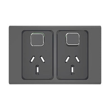 Clipsal Iconic Styl Double Power Point Skin | Silver Shadow | S3025C-SH