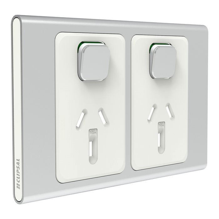Clipsal Iconic Styl Double Power Point Skin | Silver | S3025C-SV