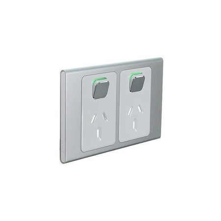 Clipsal Iconic Styl Double Power Point Skin | Silver | S3025C-SV