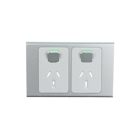 Clipsal Iconic Styl Double Power Point Skin | Silver | S3025C-SV