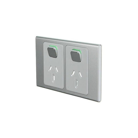 Clipsal Iconic Styl Double Power Point Skin | Silver | S3025C-SV